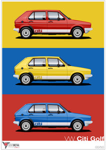VW Citi Golf - Portrait Mix Print (A2 & A3)