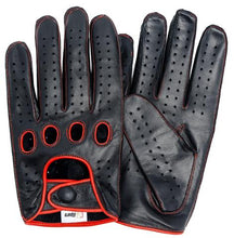 Riparo Black/Red Men's Reverse Stitched Touchscreen Compatible Leather Driving Gloves