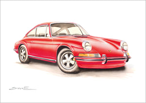 Steve Erwin Art: Porsche 911 Print (A3, A4, A5 sizes)