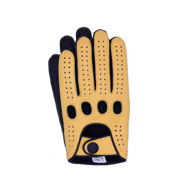 Riparo Men's Camel/Black Reverse Stitched Touchscreen Compatible Leather Driving Gloves