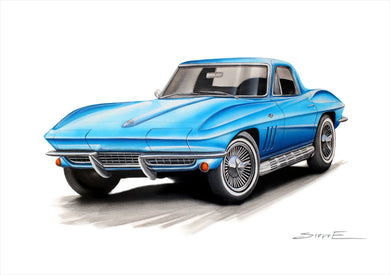 Steve Erwin Art: Chevrolet Corvette Sting Ray Print (A3, A4, A5 sizes)