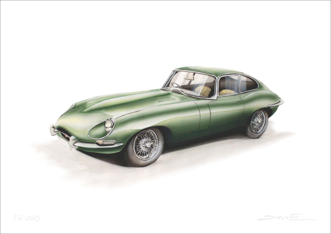 Steve Erwin Art: Jaguar E-Type (A3, A4, A5 sizes)
