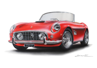 Steve Erwin Art: Ferrari 250 GT Print (A3, A4, A5 sizes)