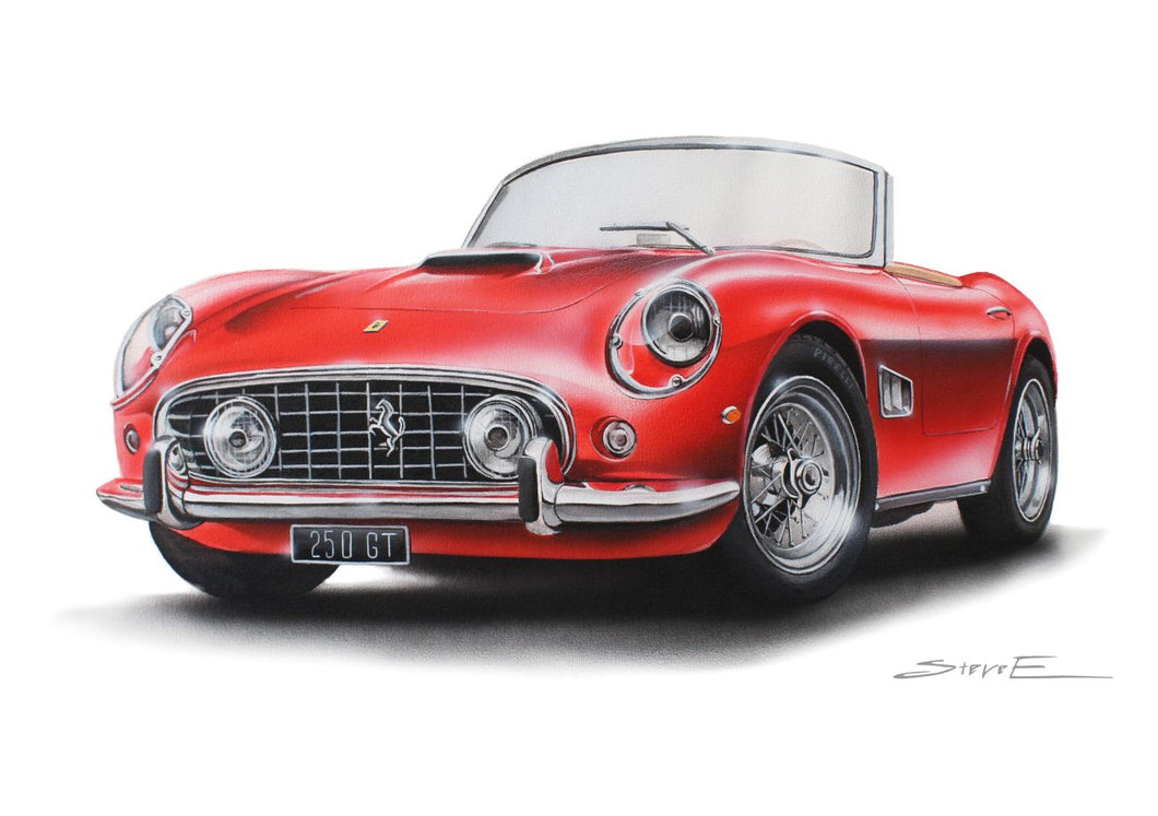 Steve Erwin Art: Ferrari 250 GT Print (A3, A4, A5 sizes)